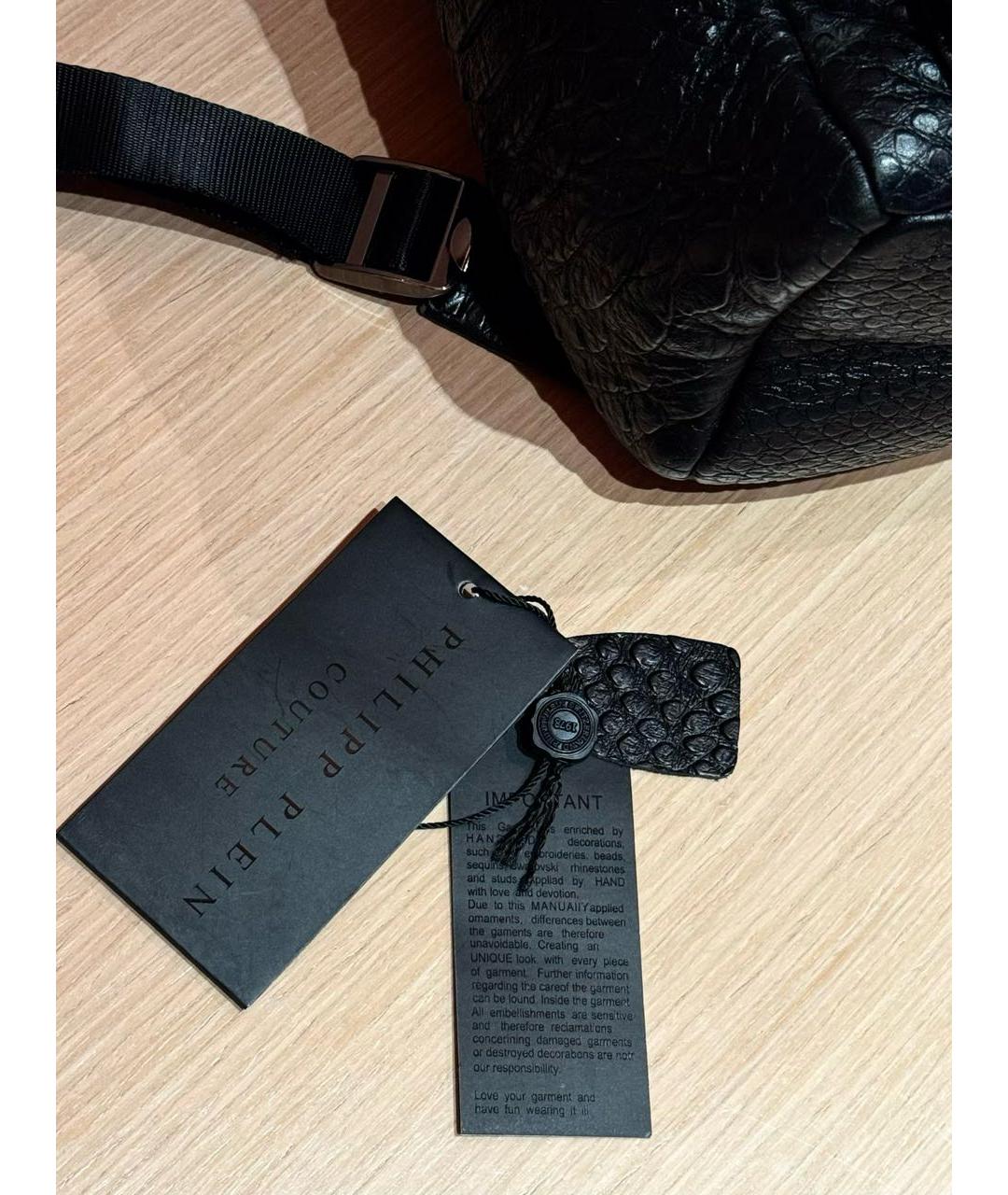 PHILIPP PLEIN Черный кожаный рюкзак, фото 4