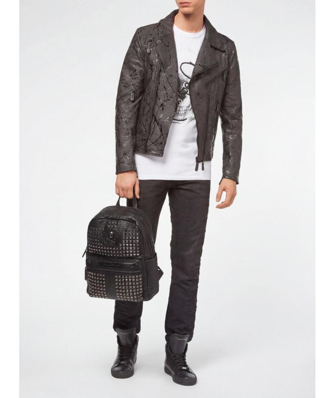 PHILIPP PLEIN Черный кожаный рюкзак, фото 7