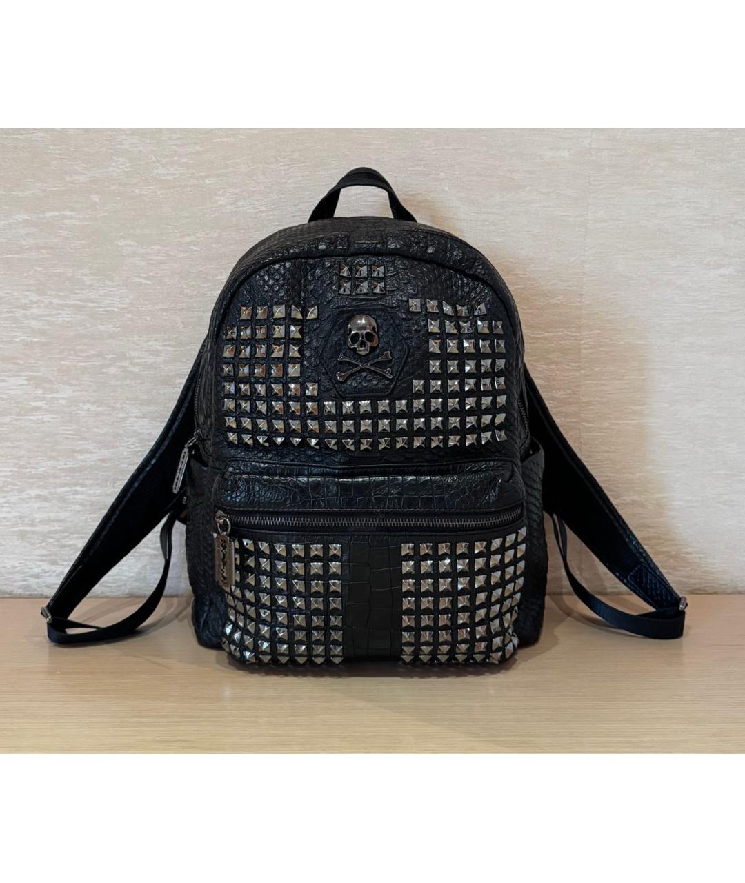 PHILIPP PLEIN Черный кожаный рюкзак, фото 8