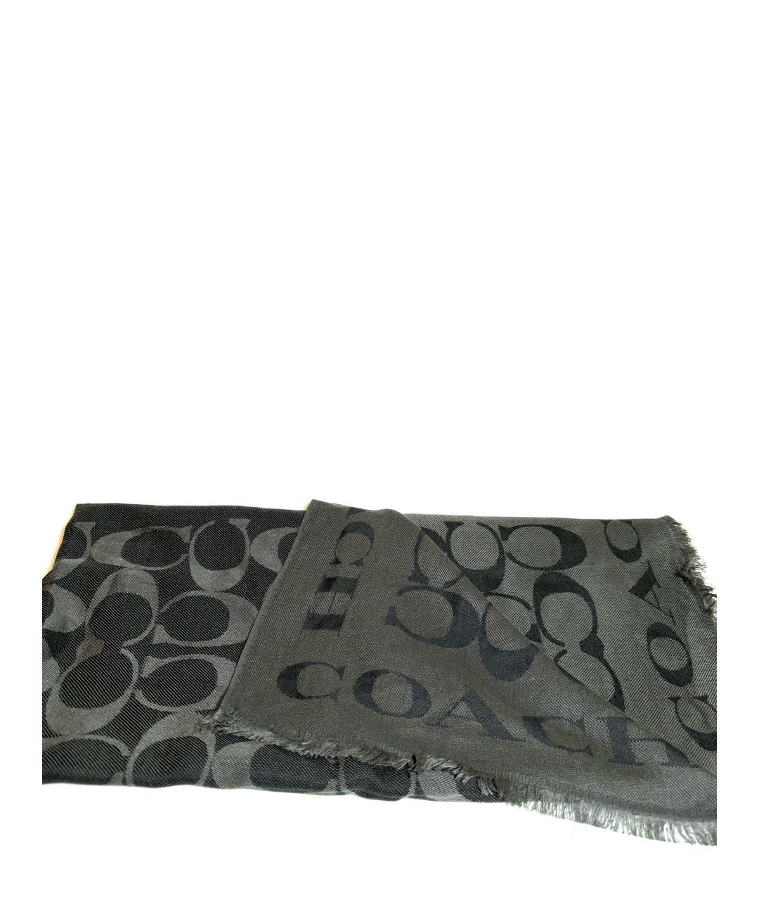 COACH Черный шелковый шарф, фото 2