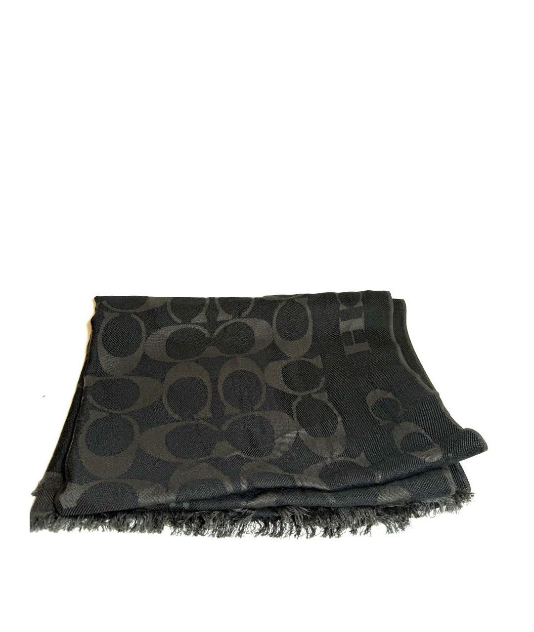 COACH Черный шелковый шарф, фото 1