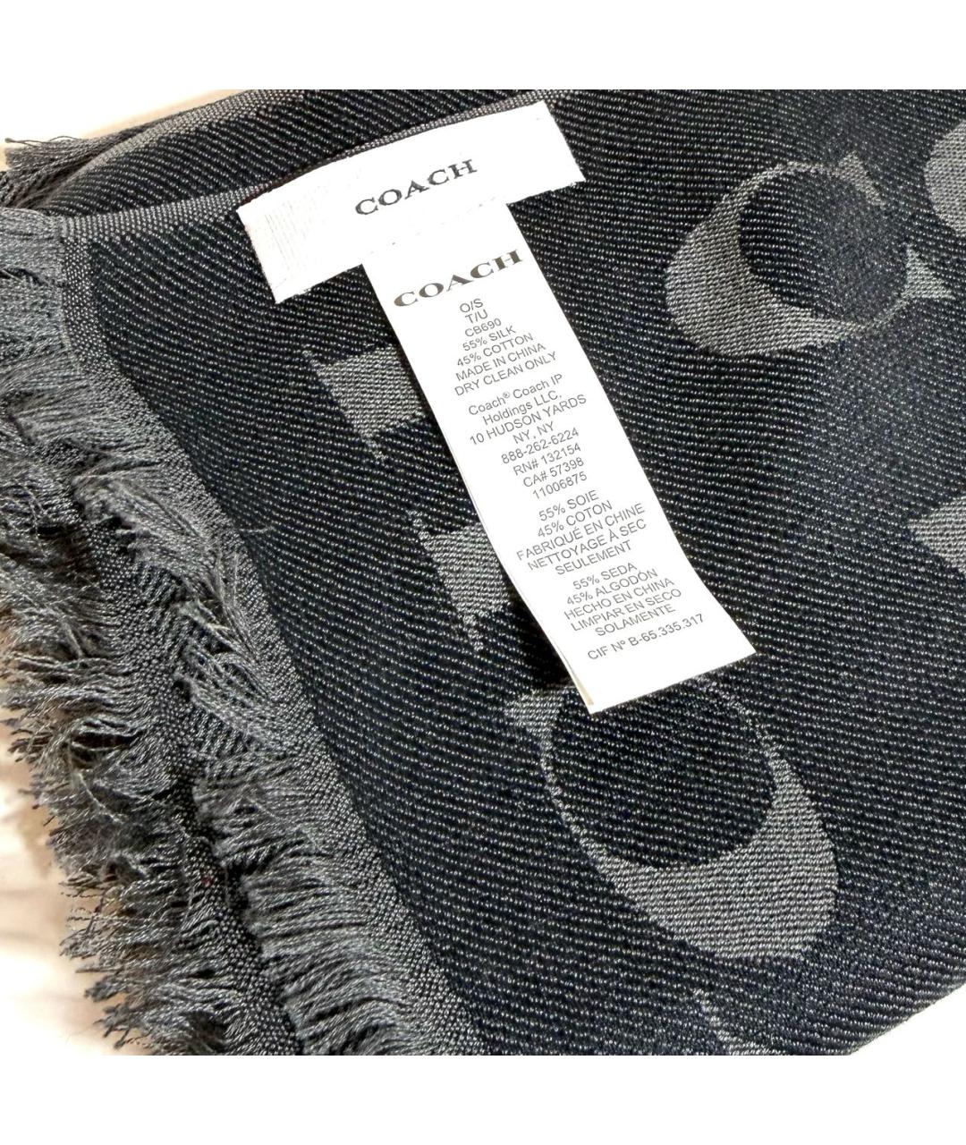 COACH Черный шелковый шарф, фото 3