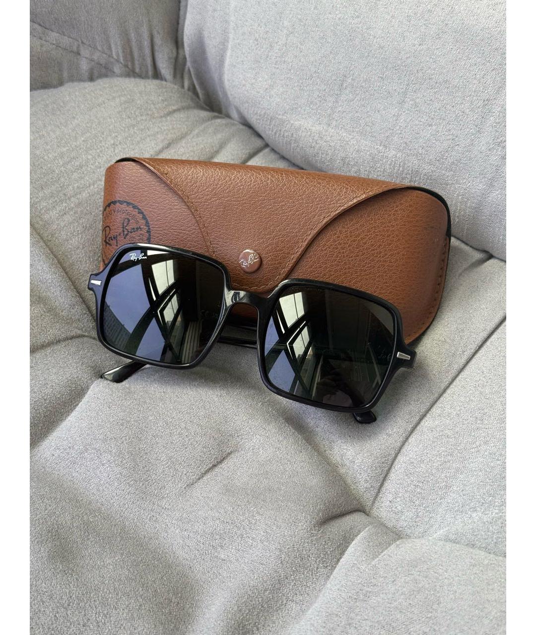 RAY BAN Черные пластиковые солнцезащитные очки, фото 9