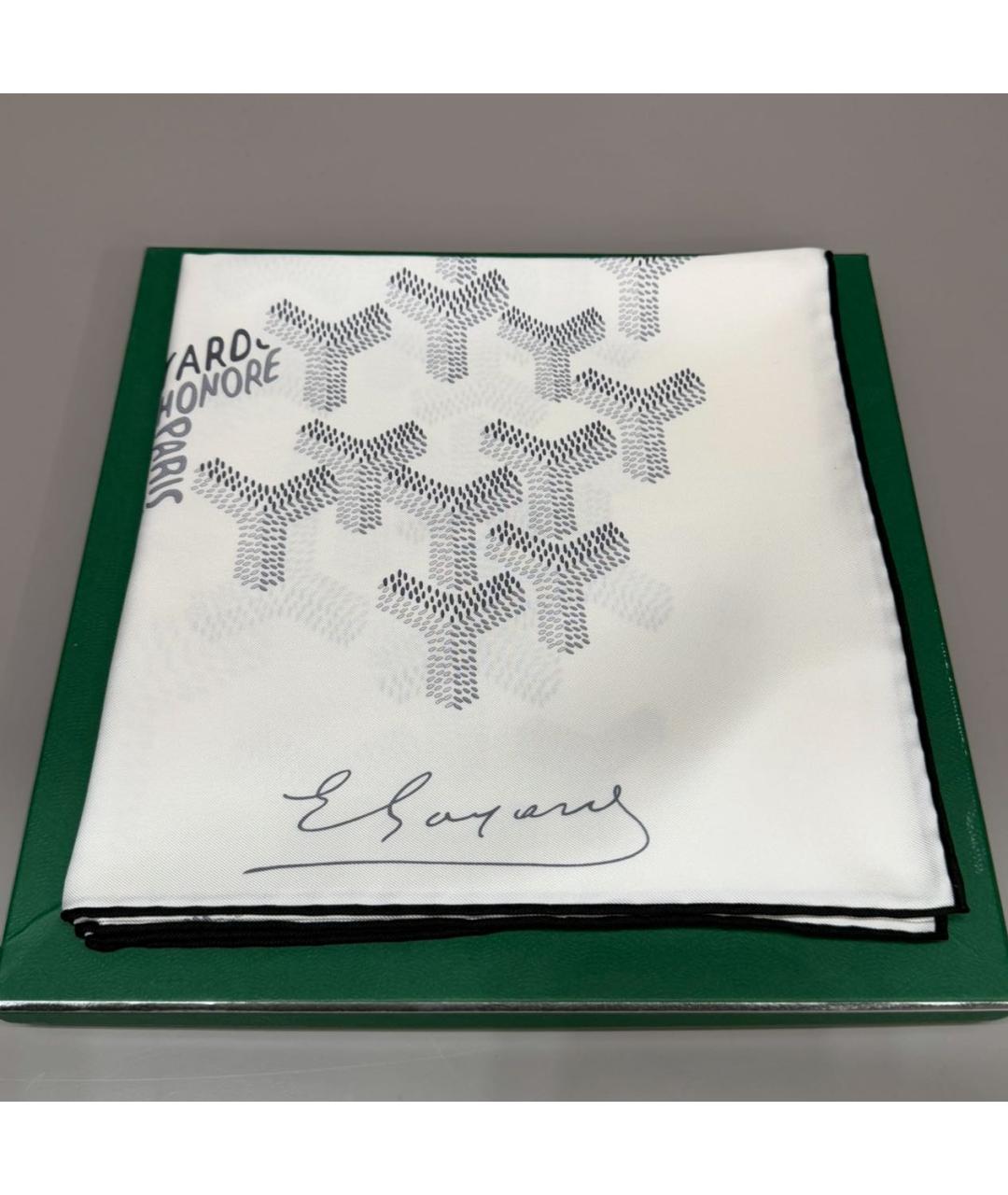 GOYARD Белый шелковый платок, фото 6