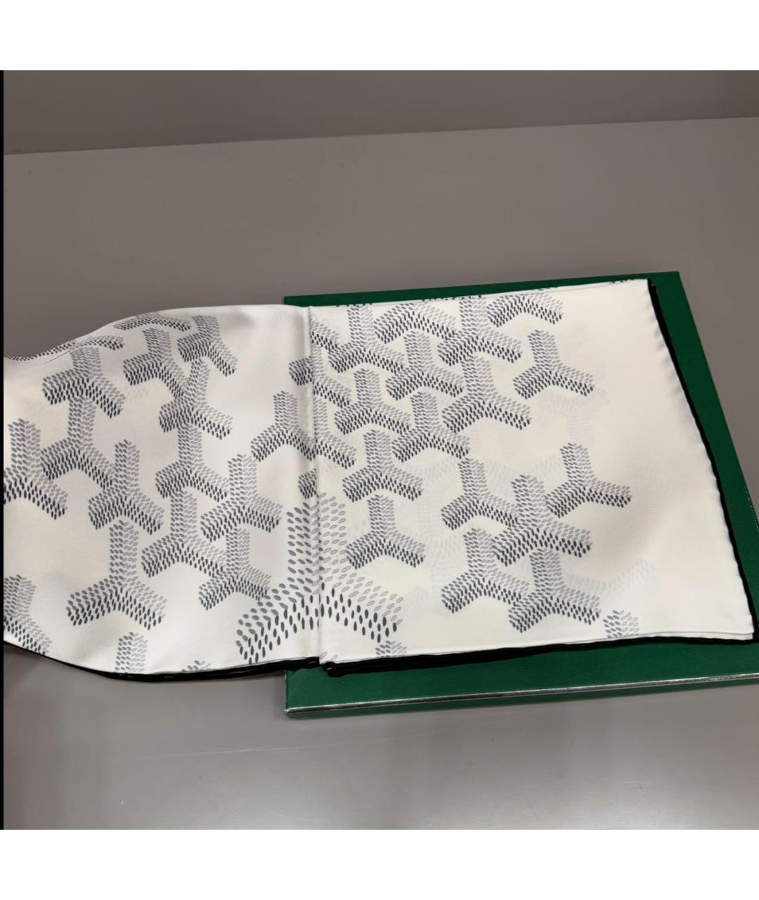 GOYARD Белый шелковый платок, фото 4