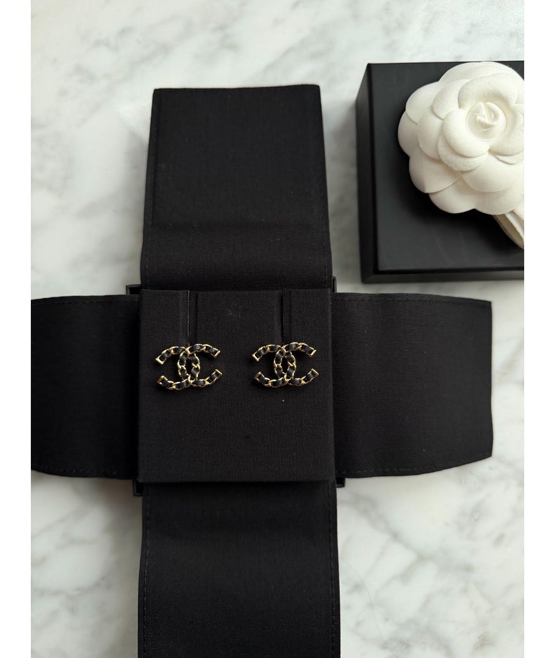 CHANEL Золотые кожаные серьги, фото 3