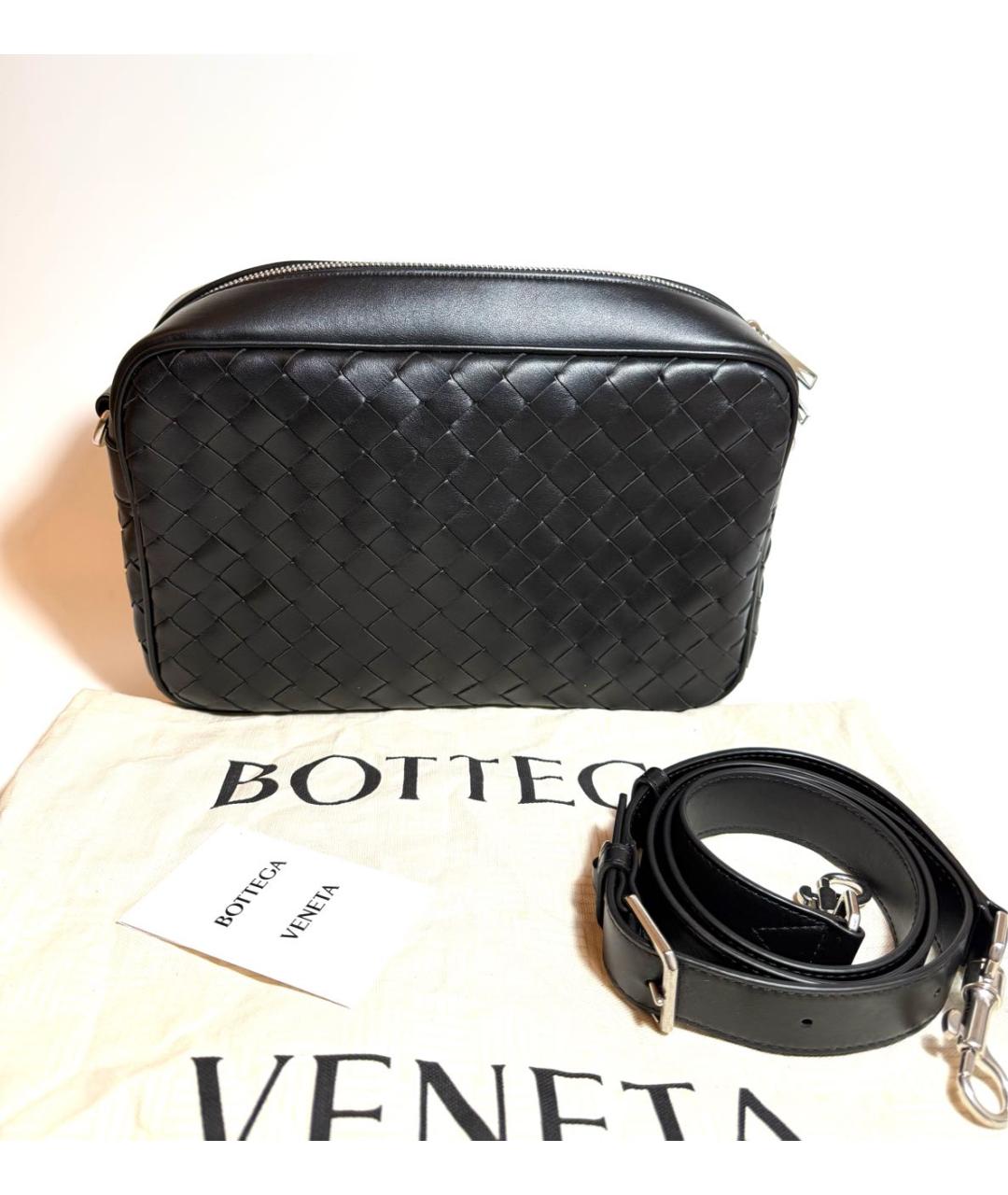 BOTTEGA VENETA Черная кожаная сумка через плечо, фото 5
