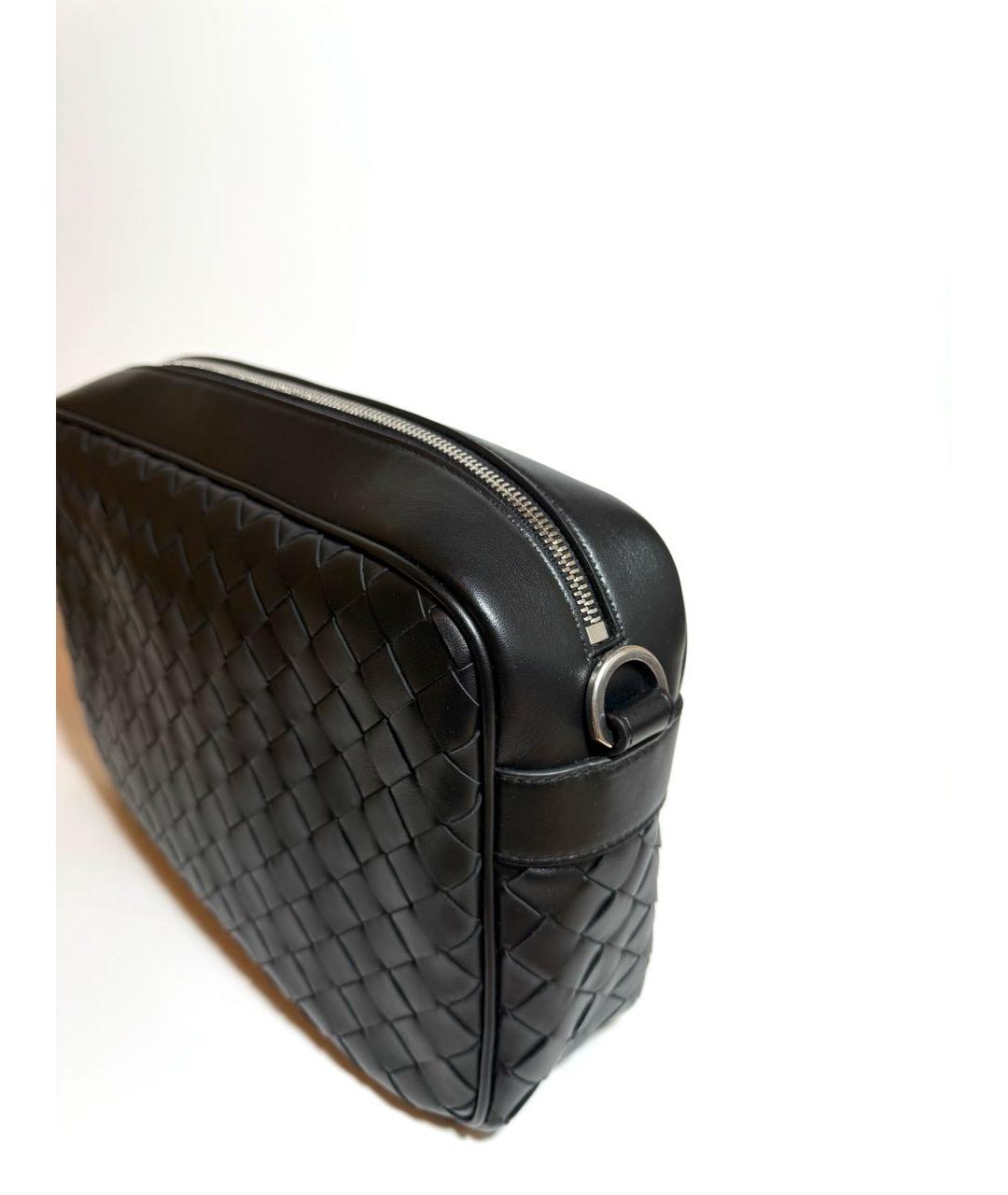 BOTTEGA VENETA Черная кожаная сумка через плечо, фото 2