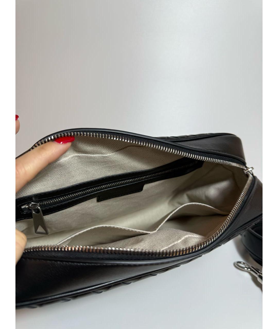 BOTTEGA VENETA Черная кожаная сумка через плечо, фото 4