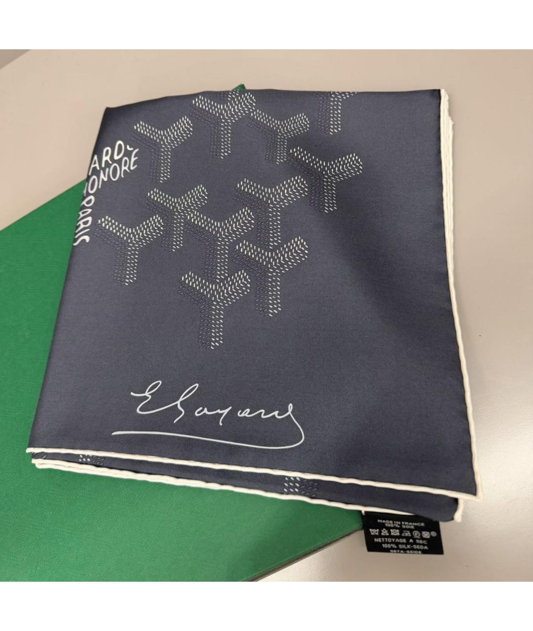 GOYARD Темно-синий шелковый платок, фото 2