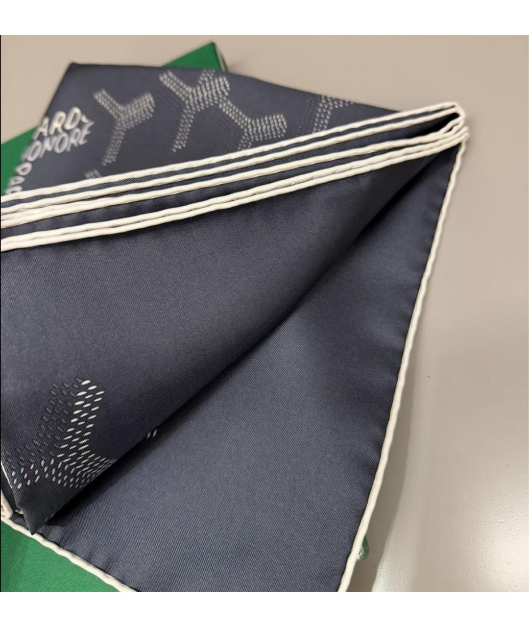 GOYARD Темно-синий шелковый платок, фото 4