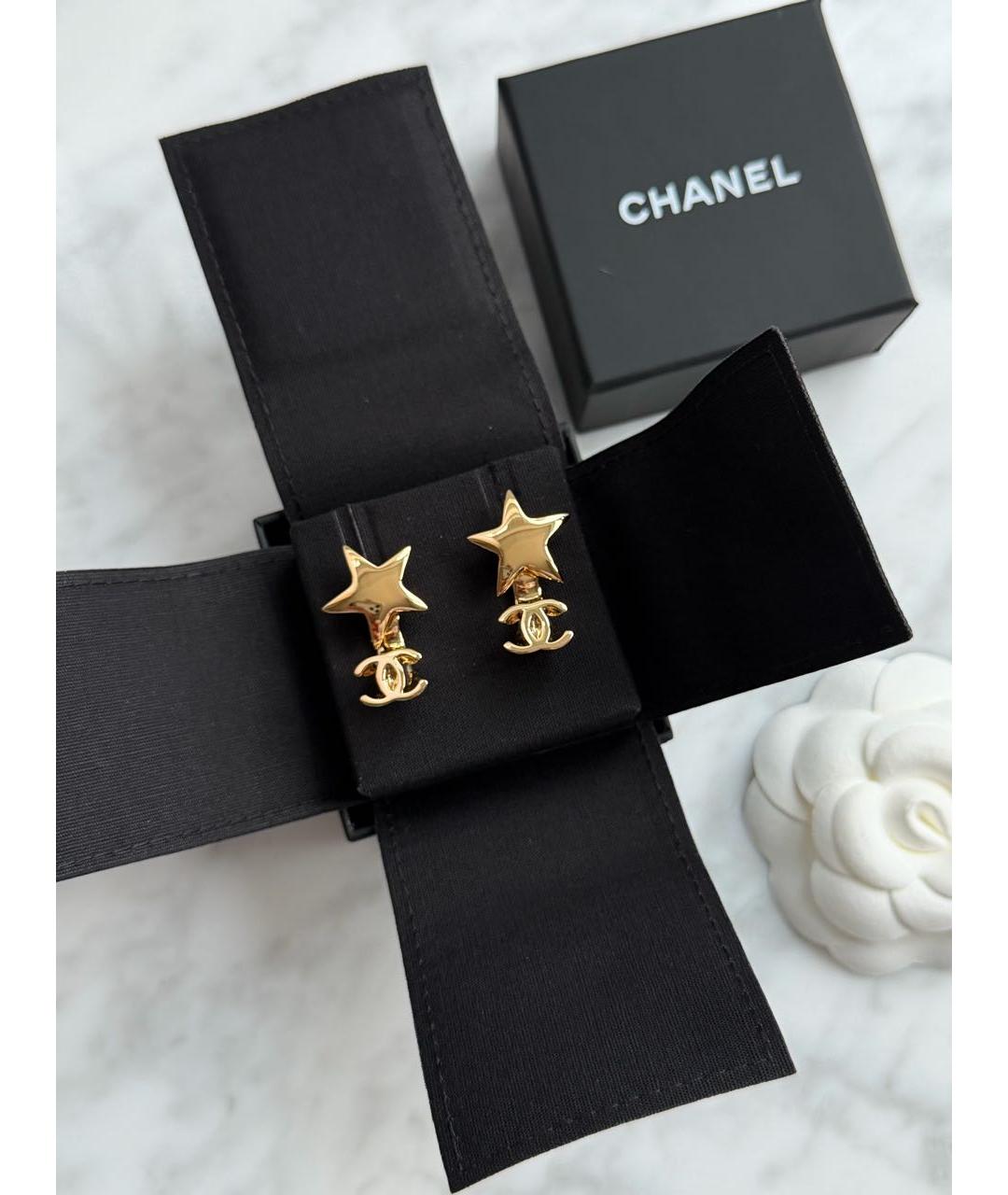 CHANEL Золотые металлические серьги, фото 3