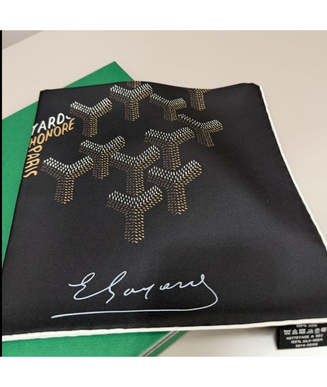 GOYARD Черный шелковый платок, фото 2