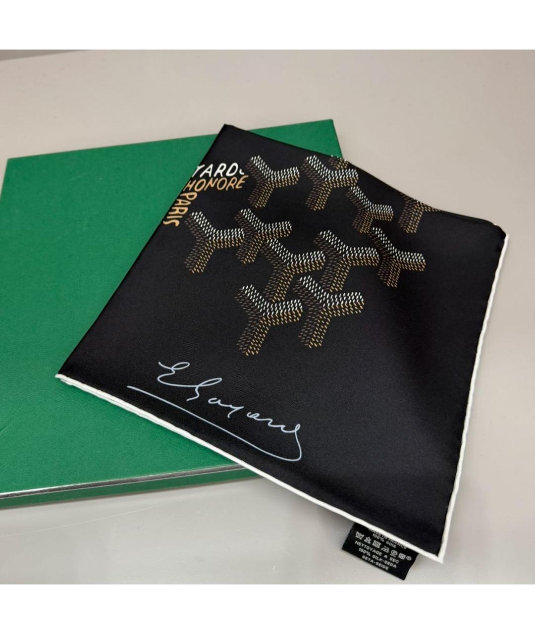 GOYARD Черный шелковый платок, фото 5