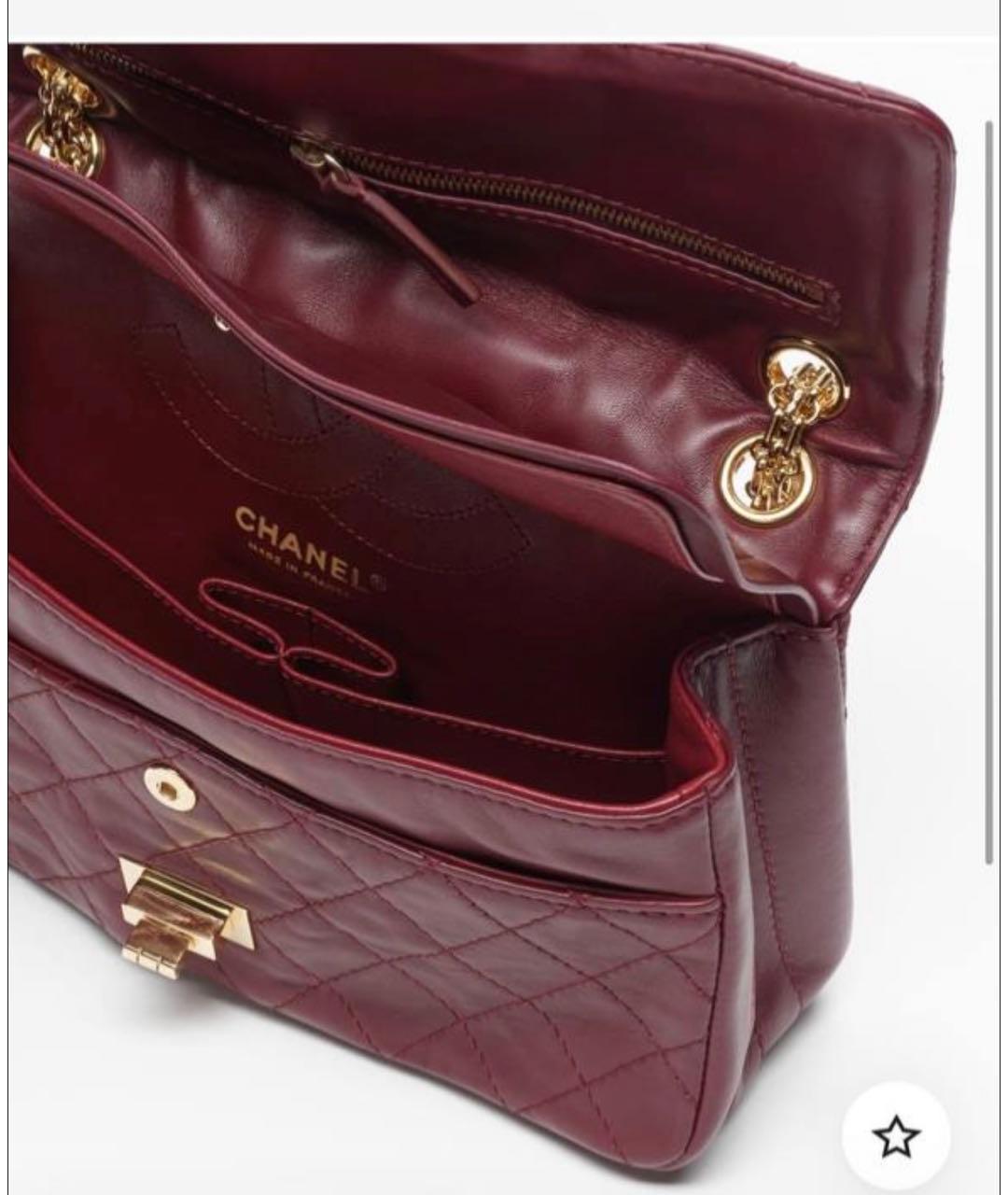 CHANEL Бордовая кожаная сумка с короткими ручками, фото 3