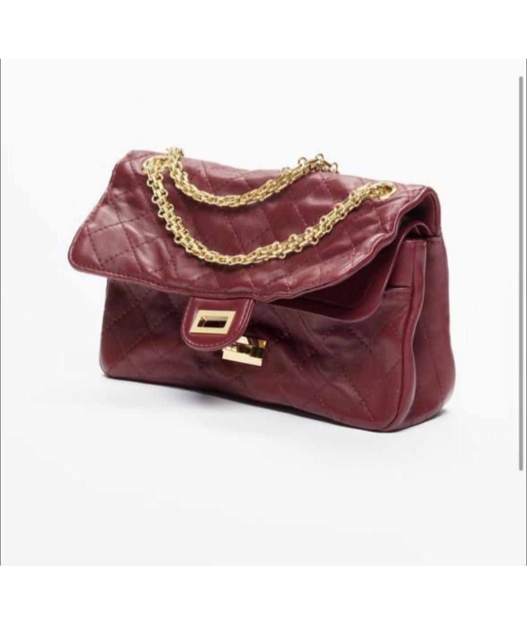 CHANEL Бордовая кожаная сумка с короткими ручками, фото 4