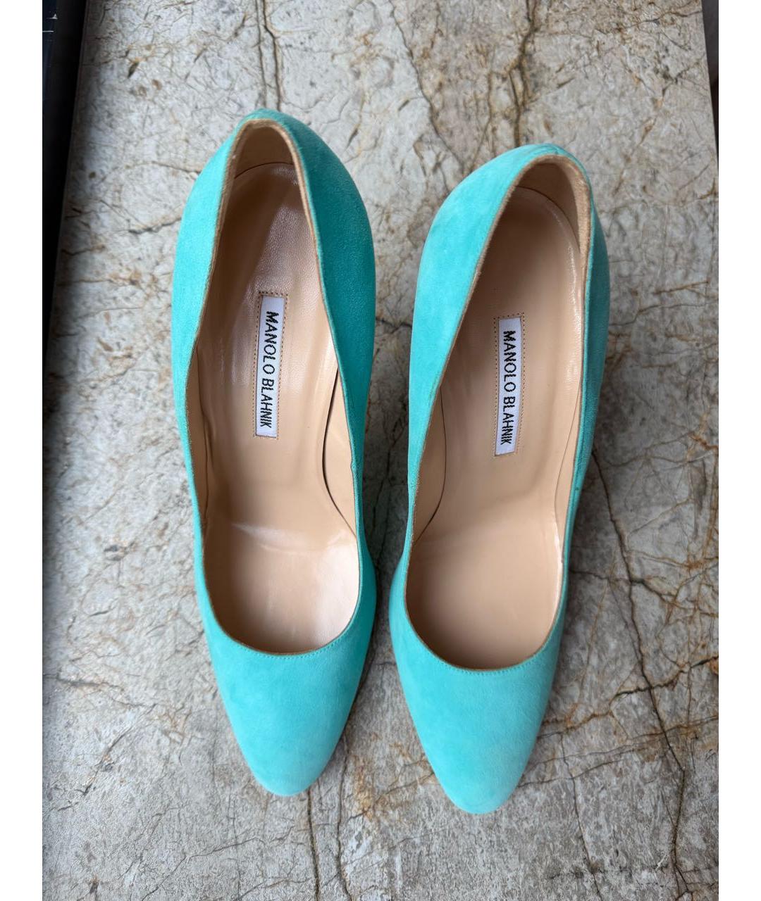 MANOLO BLAHNIK Бирюзовые замшевые туфли, фото 3