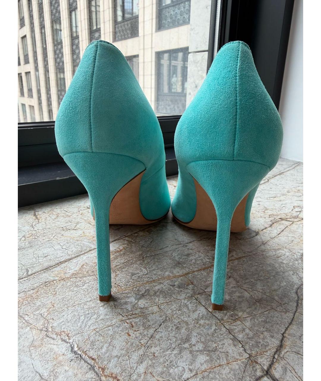 MANOLO BLAHNIK Бирюзовые замшевые туфли, фото 4