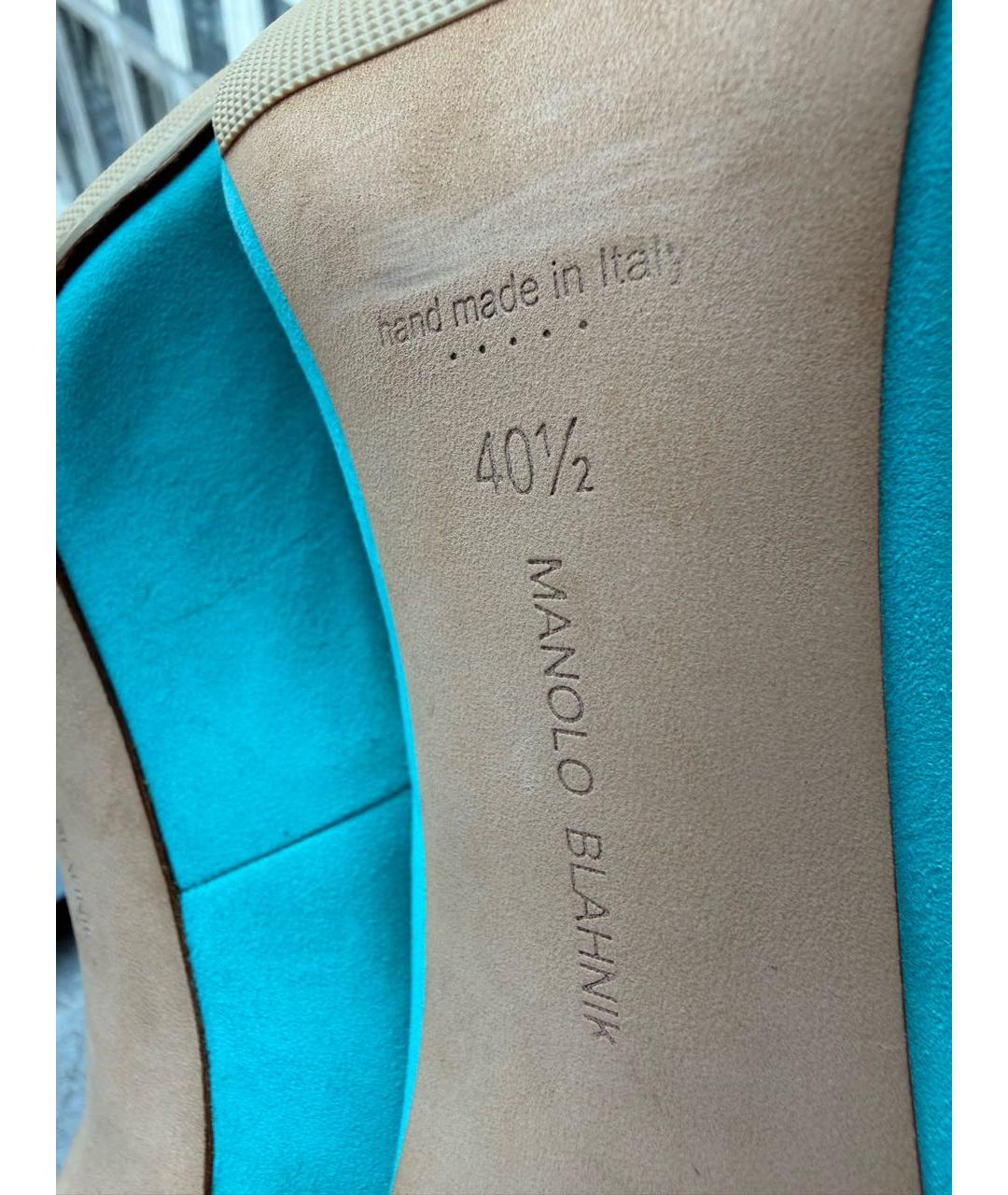 MANOLO BLAHNIK Бирюзовые замшевые туфли, фото 6