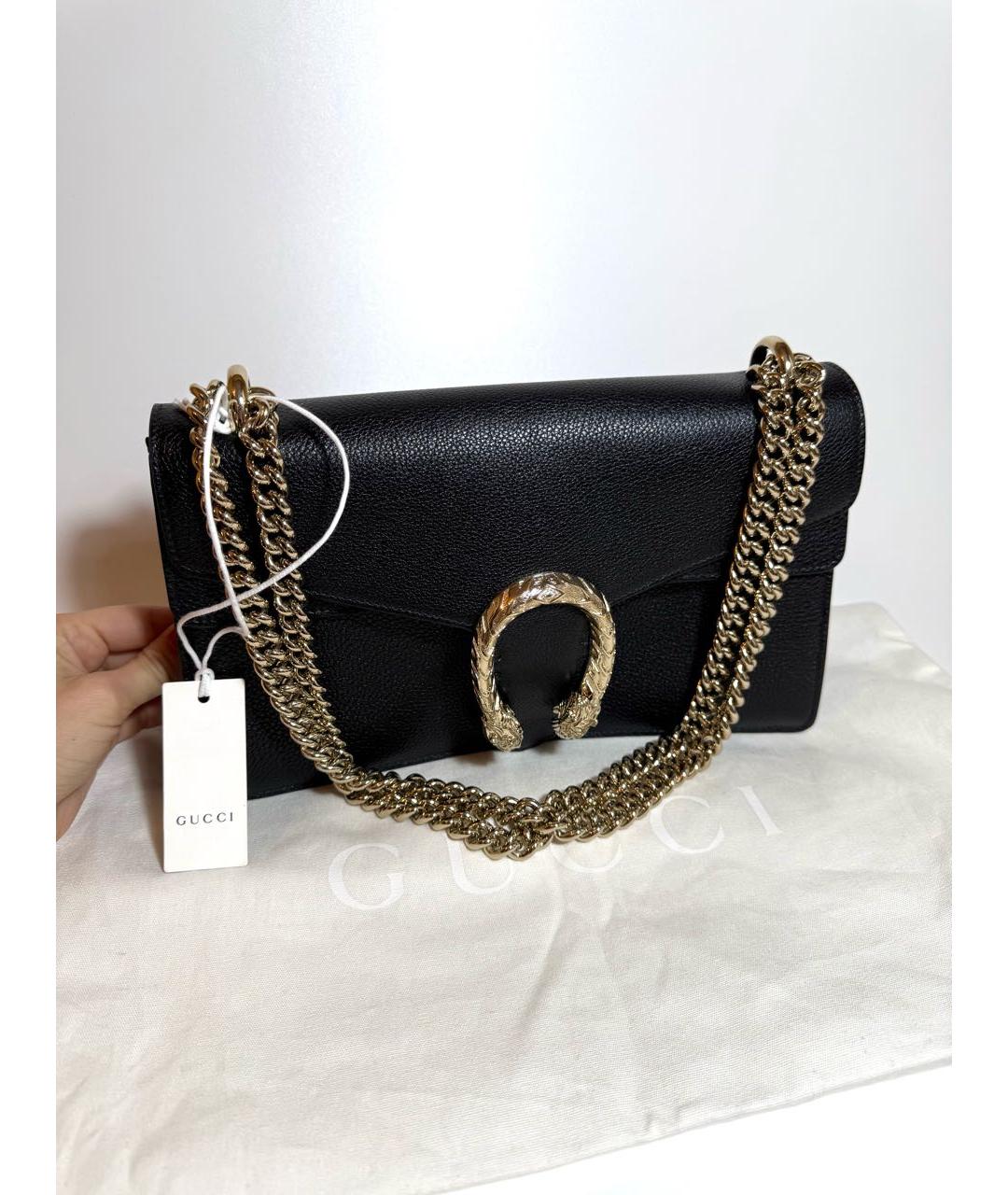 GUCCI Черная кожаная сумка через плечо, фото 8