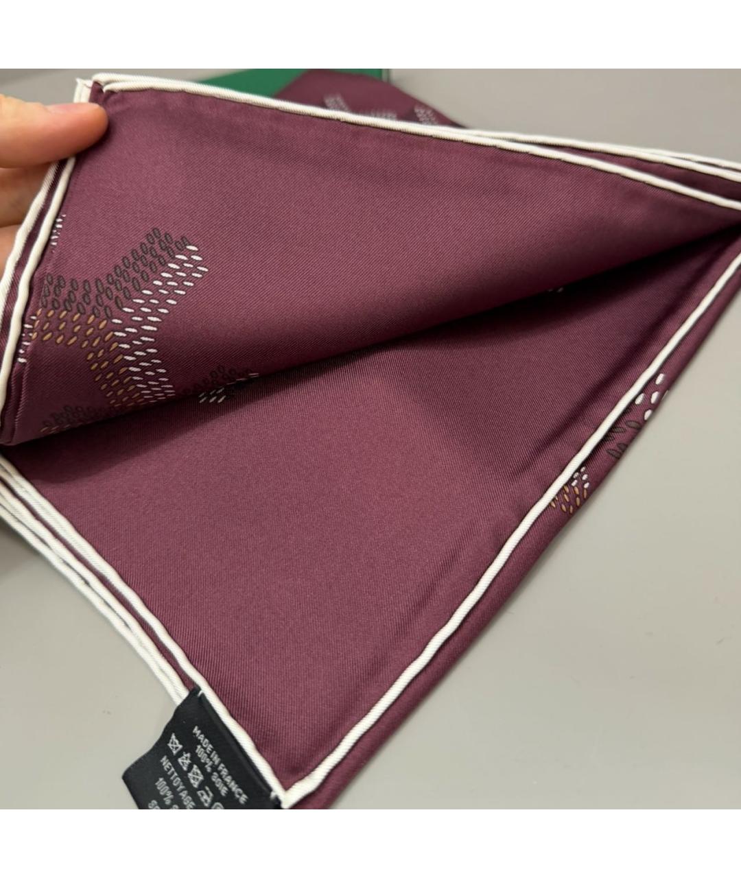 GOYARD Бордовый шелковый платок, фото 3