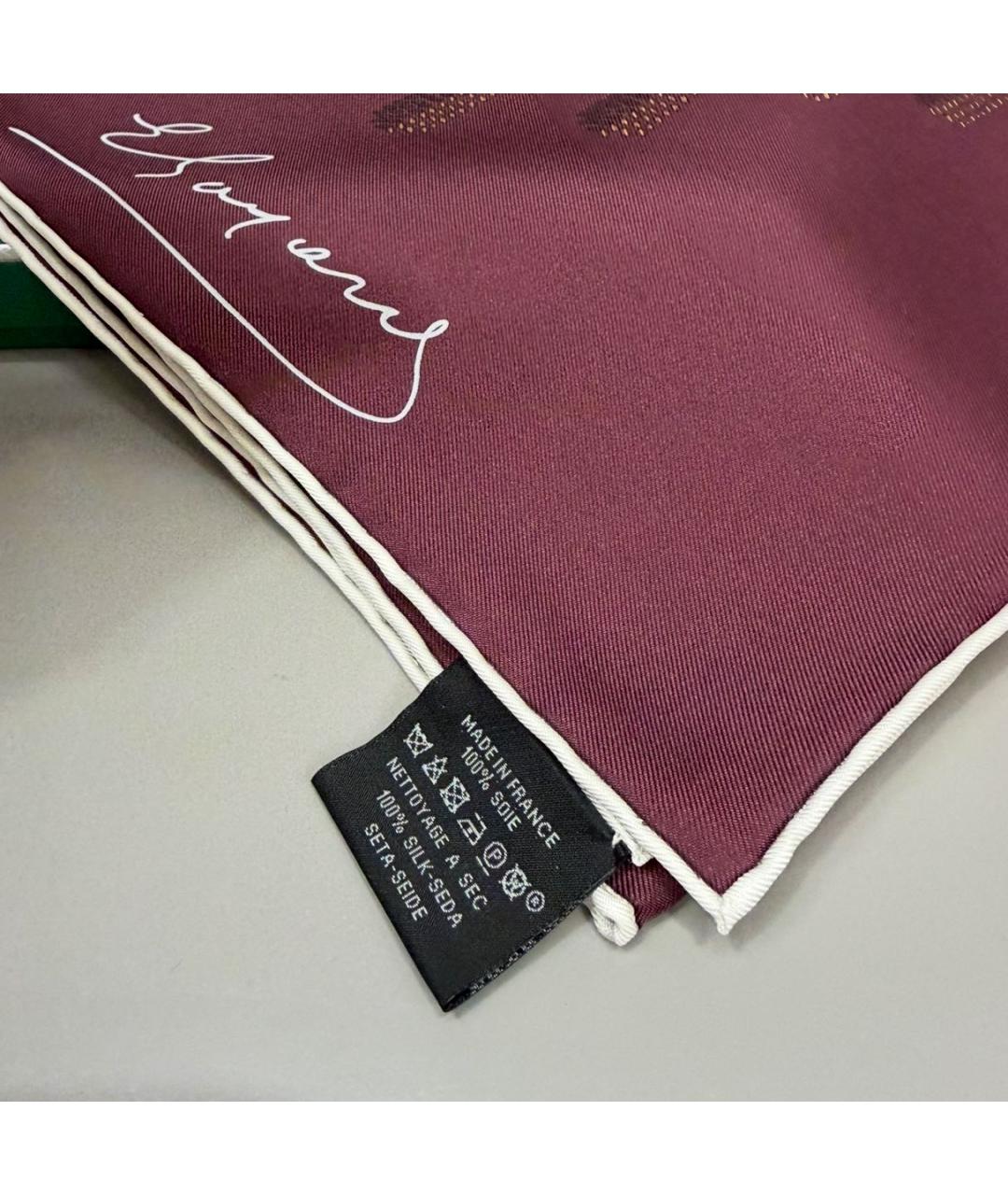 GOYARD Бордовый шелковый платок, фото 2