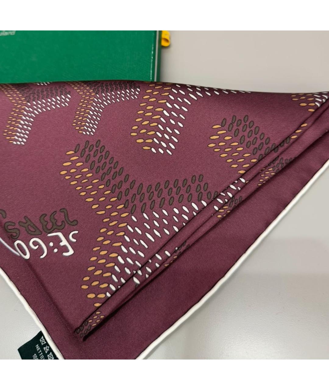 GOYARD Бордовый шелковый платок, фото 4