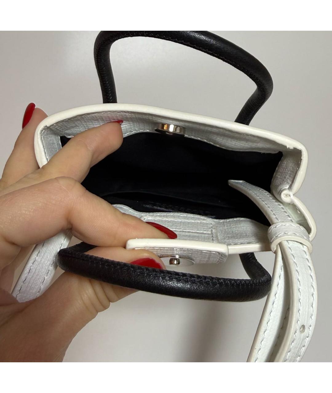 BALENCIAGA Белая кожаная сумка с короткими ручками, фото 4