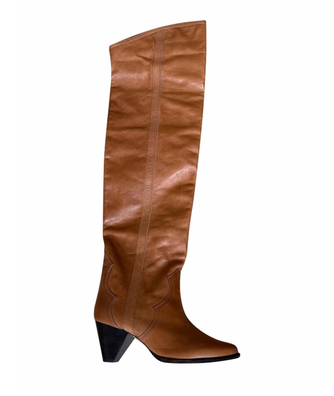 ISABEL MARANT Коричневые кожаные ботфорты, фото 1