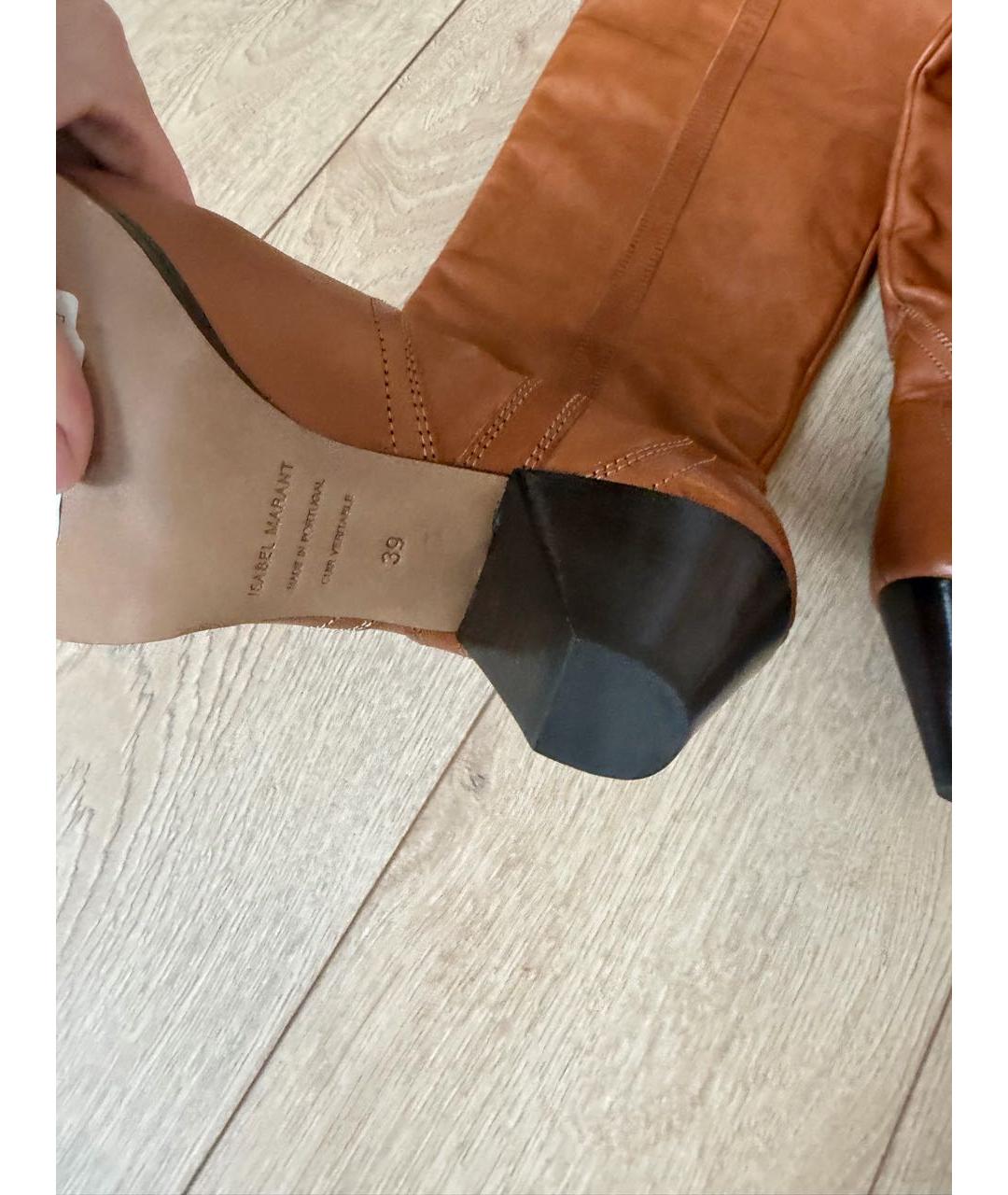 ISABEL MARANT Коричневые кожаные ботфорты, фото 3