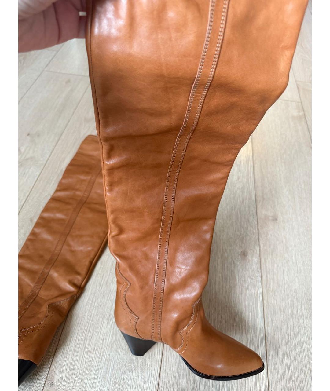 ISABEL MARANT Коричневые кожаные ботфорты, фото 2