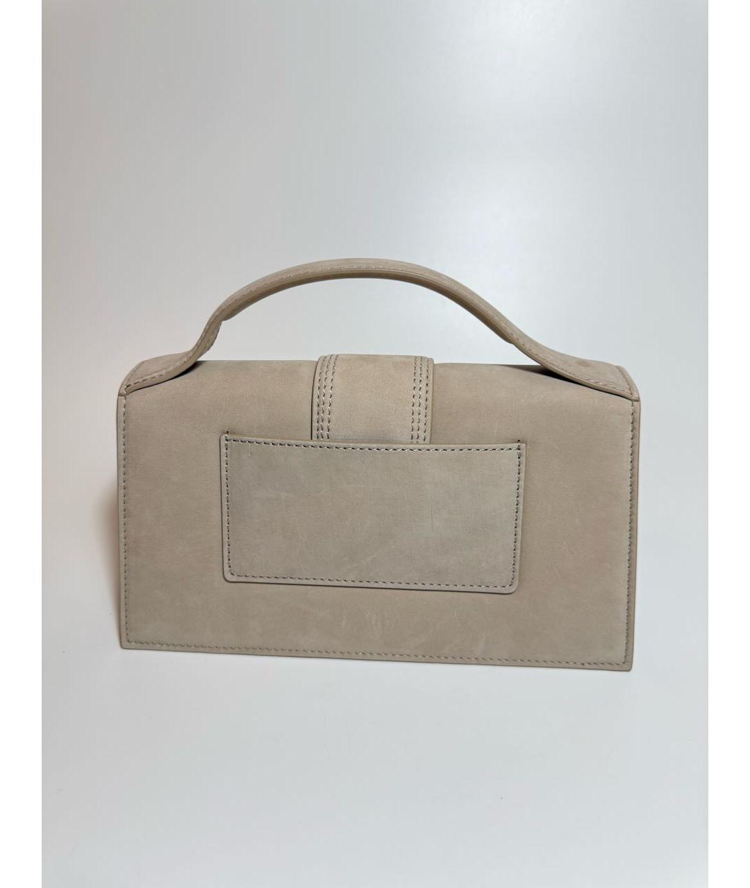 JACQUEMUS Бежевая замшевая сумка с короткими ручками, фото 3