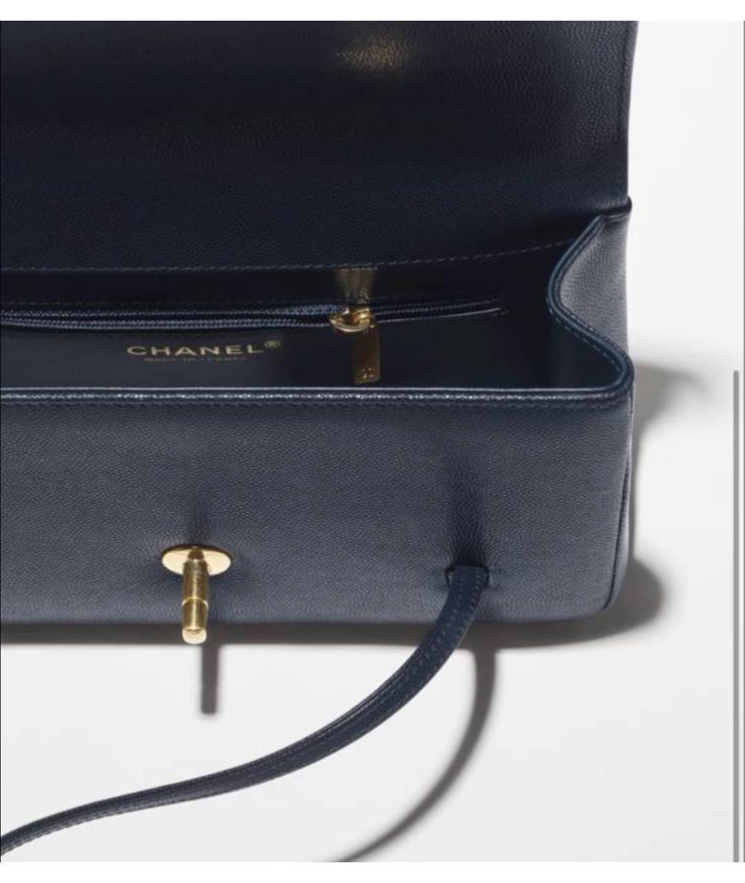 CHANEL Синяя кожаная сумка с короткими ручками, фото 3