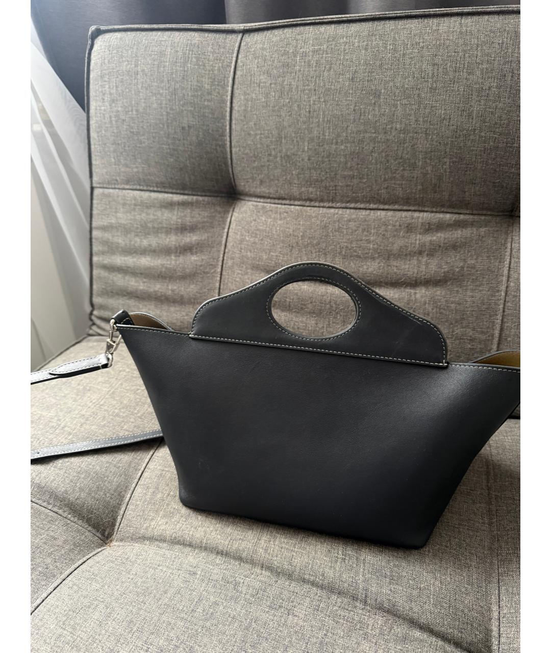 BURBERRY Черная кожаная сумка с короткими ручками, фото 3