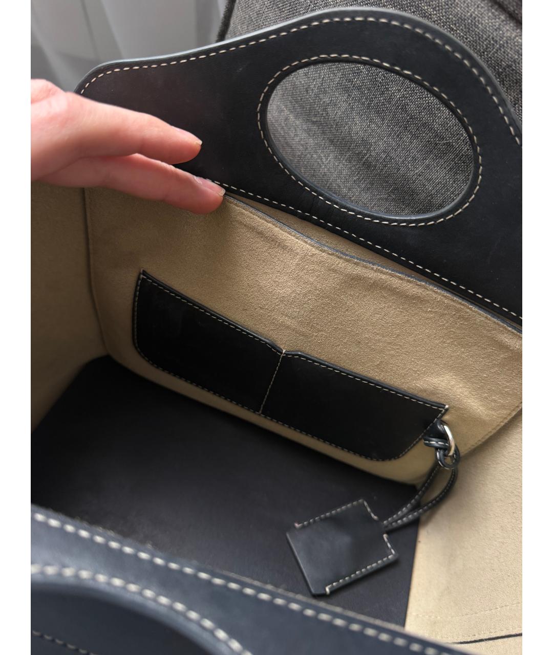 BURBERRY Черная кожаная сумка с короткими ручками, фото 4