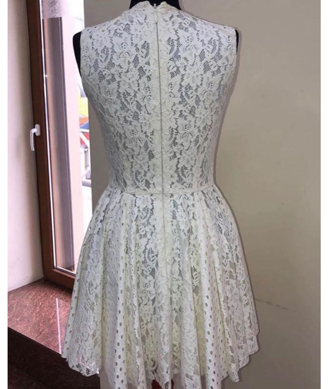 MSGM Белое вискозное коктейльное платье, фото 3