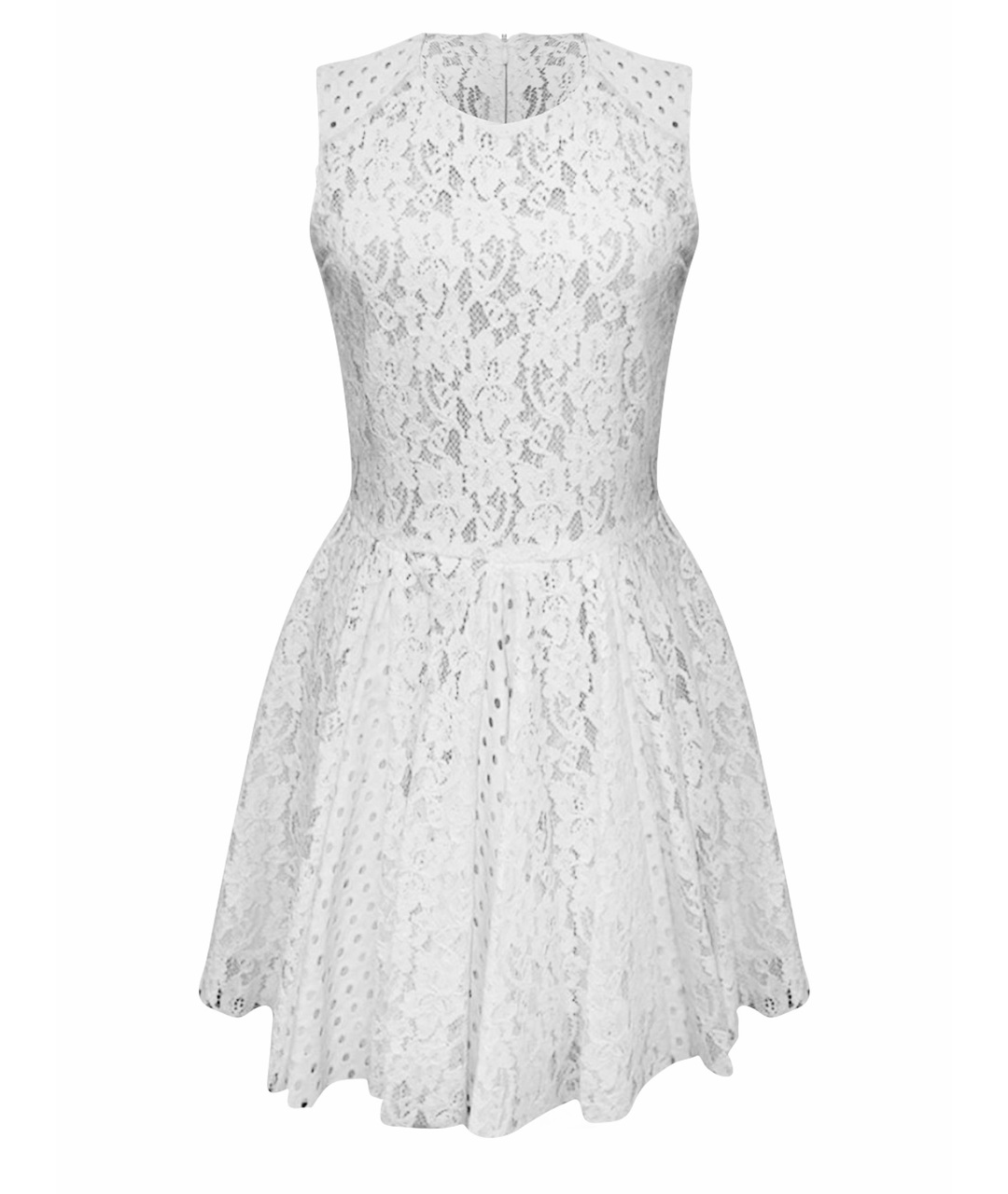 MSGM Белое вискозное коктейльное платье, фото 1