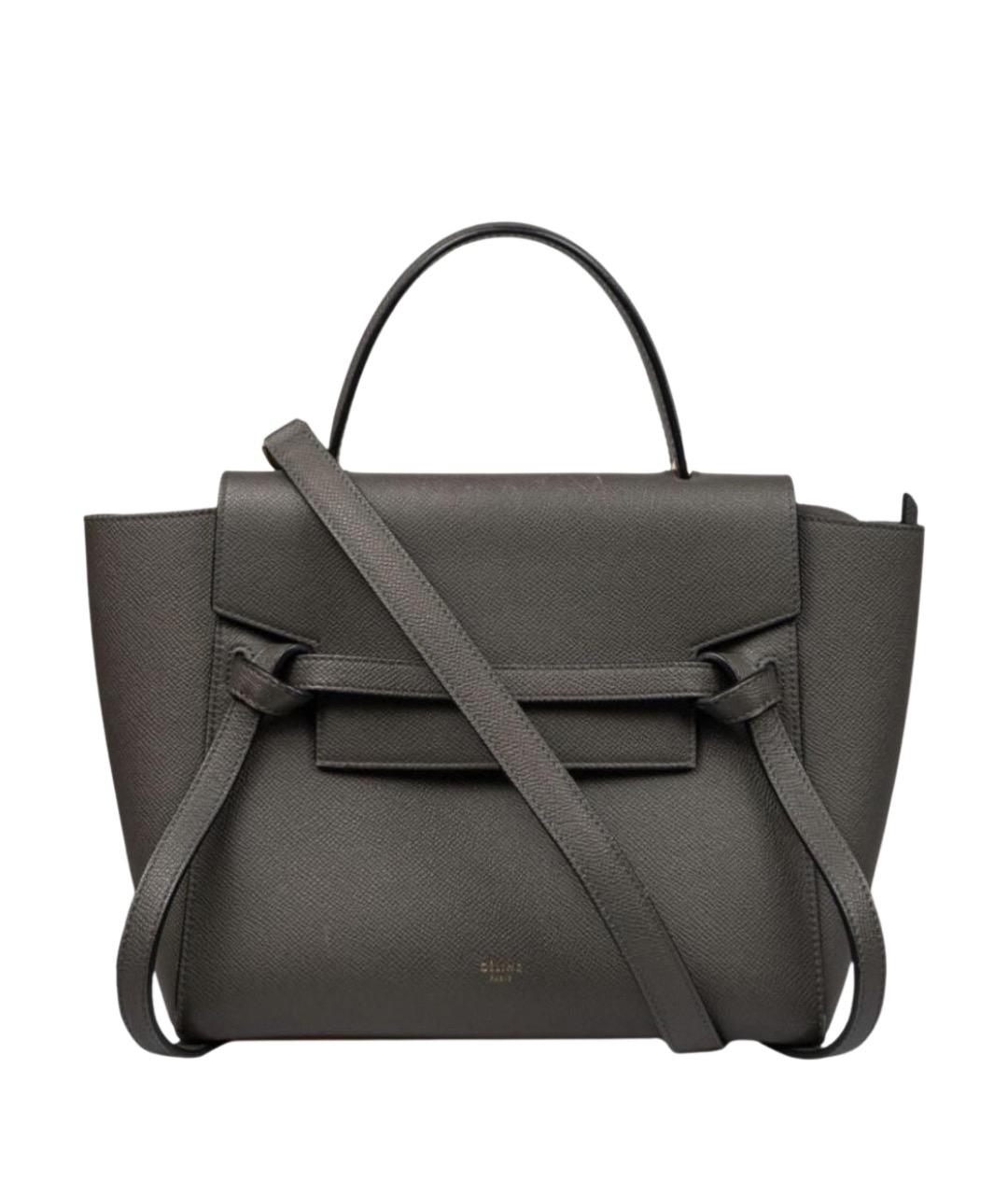 CELINE Серая кожаная сумка с короткими ручками, фото 1