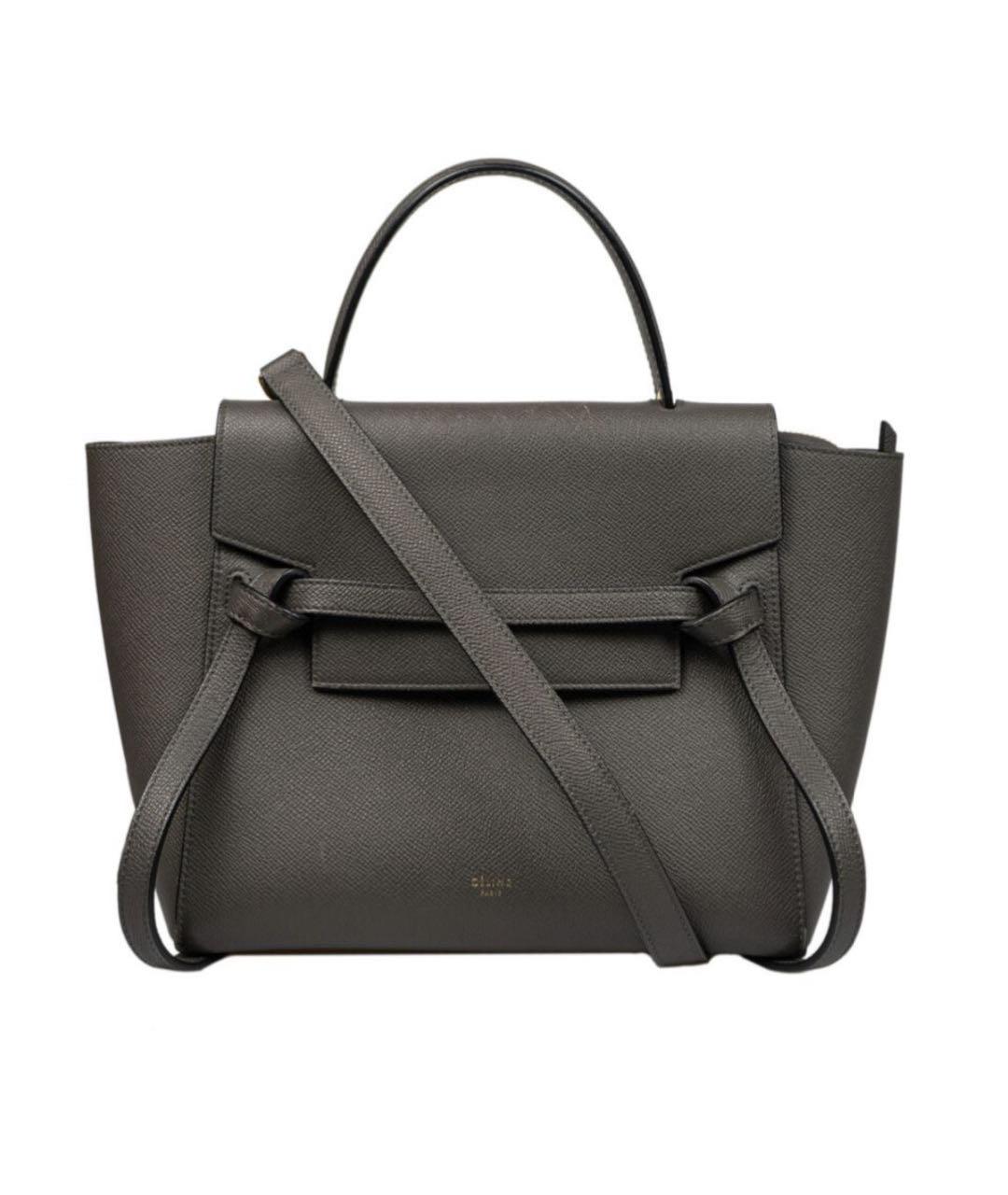 CELINE Серая кожаная сумка с короткими ручками, фото 8