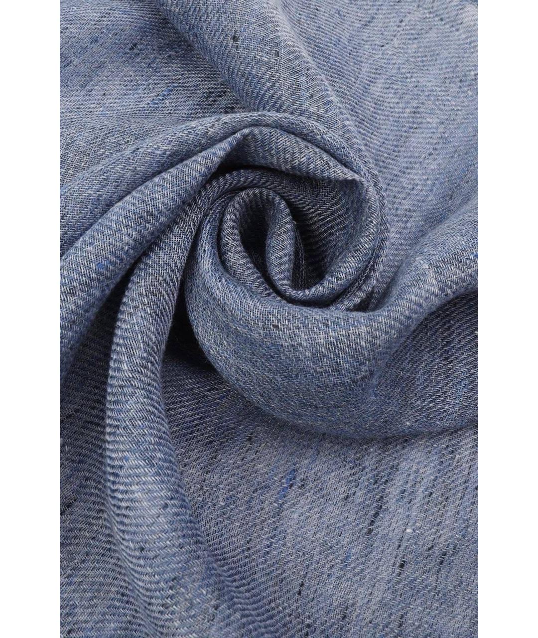 LORO PIANA Голубой льняной шарф, фото 3