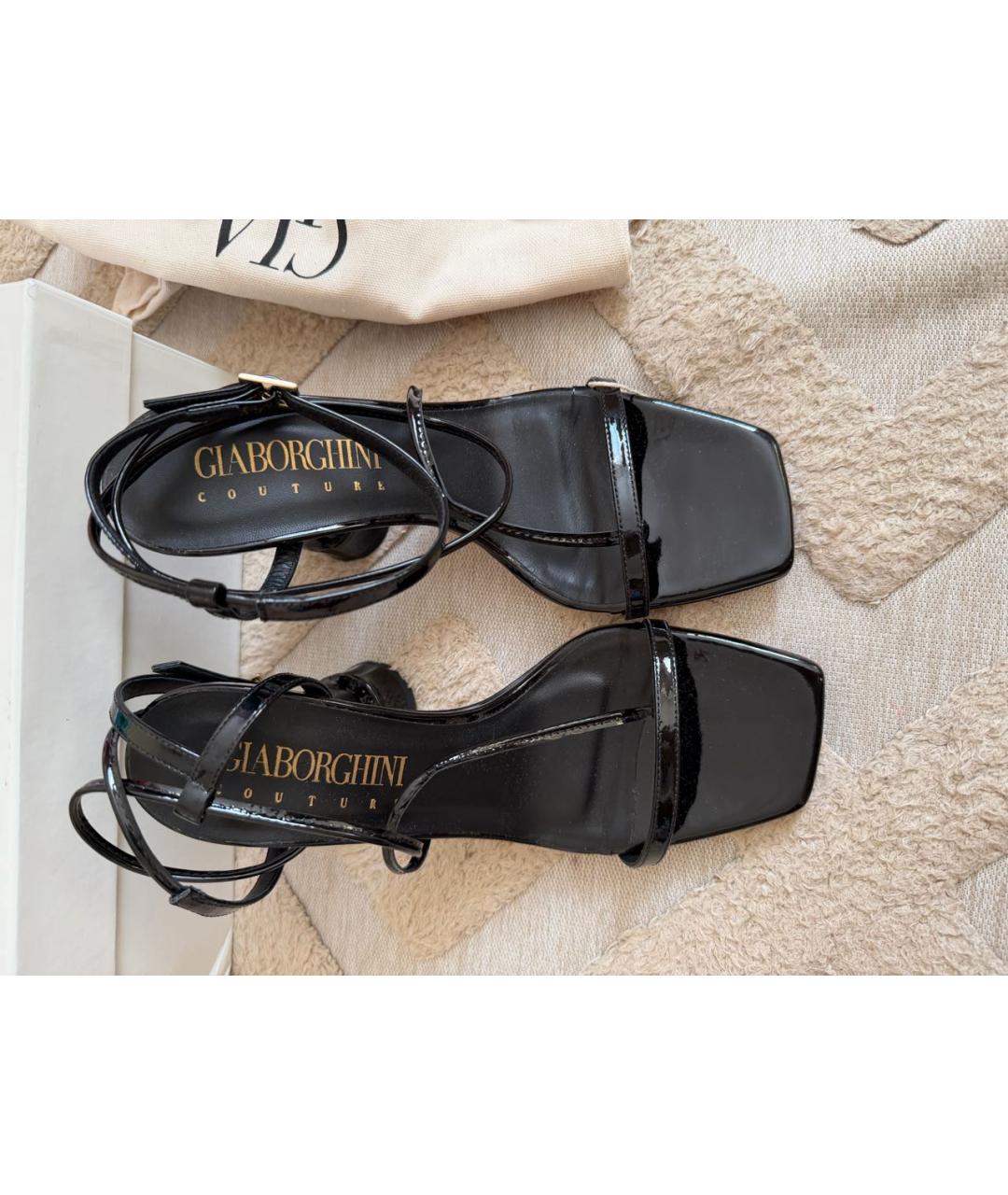 GIABORGHINI Черные босоножки из лакированной кожи, фото 5