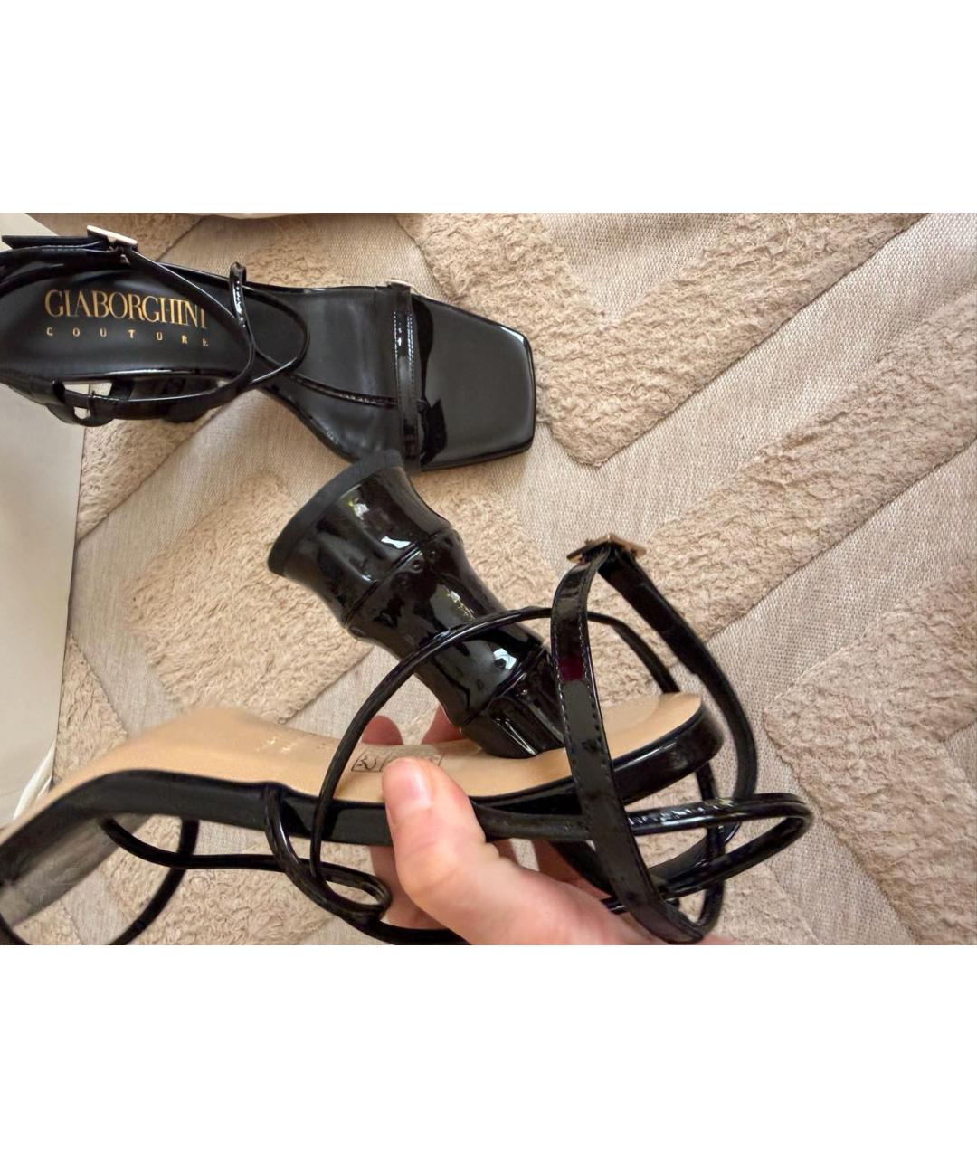 GIABORGHINI Черные босоножки из лакированной кожи, фото 4