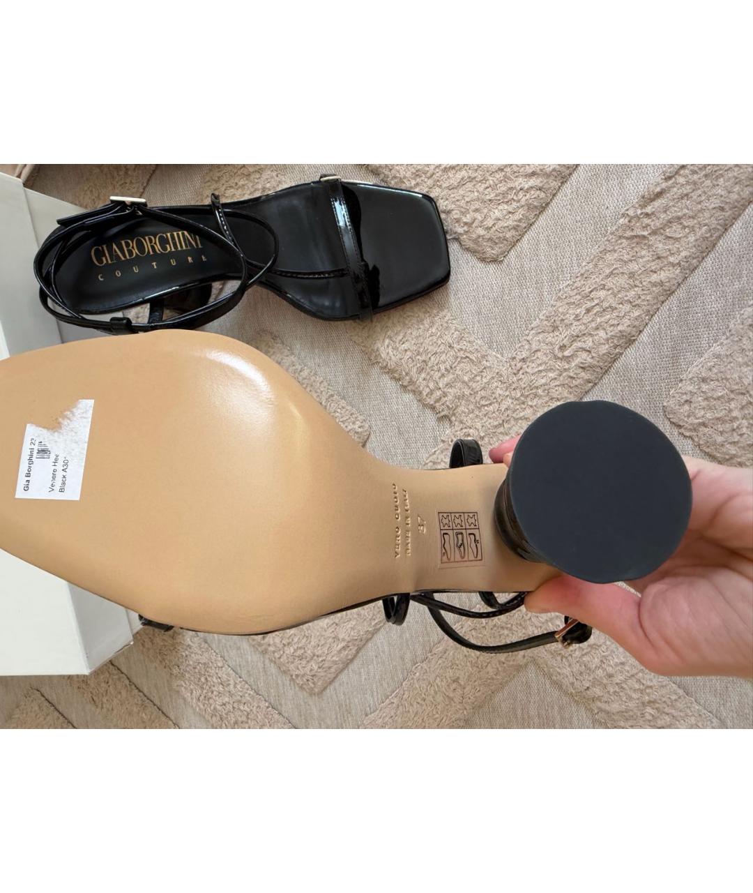 GIABORGHINI Черные босоножки из лакированной кожи, фото 2