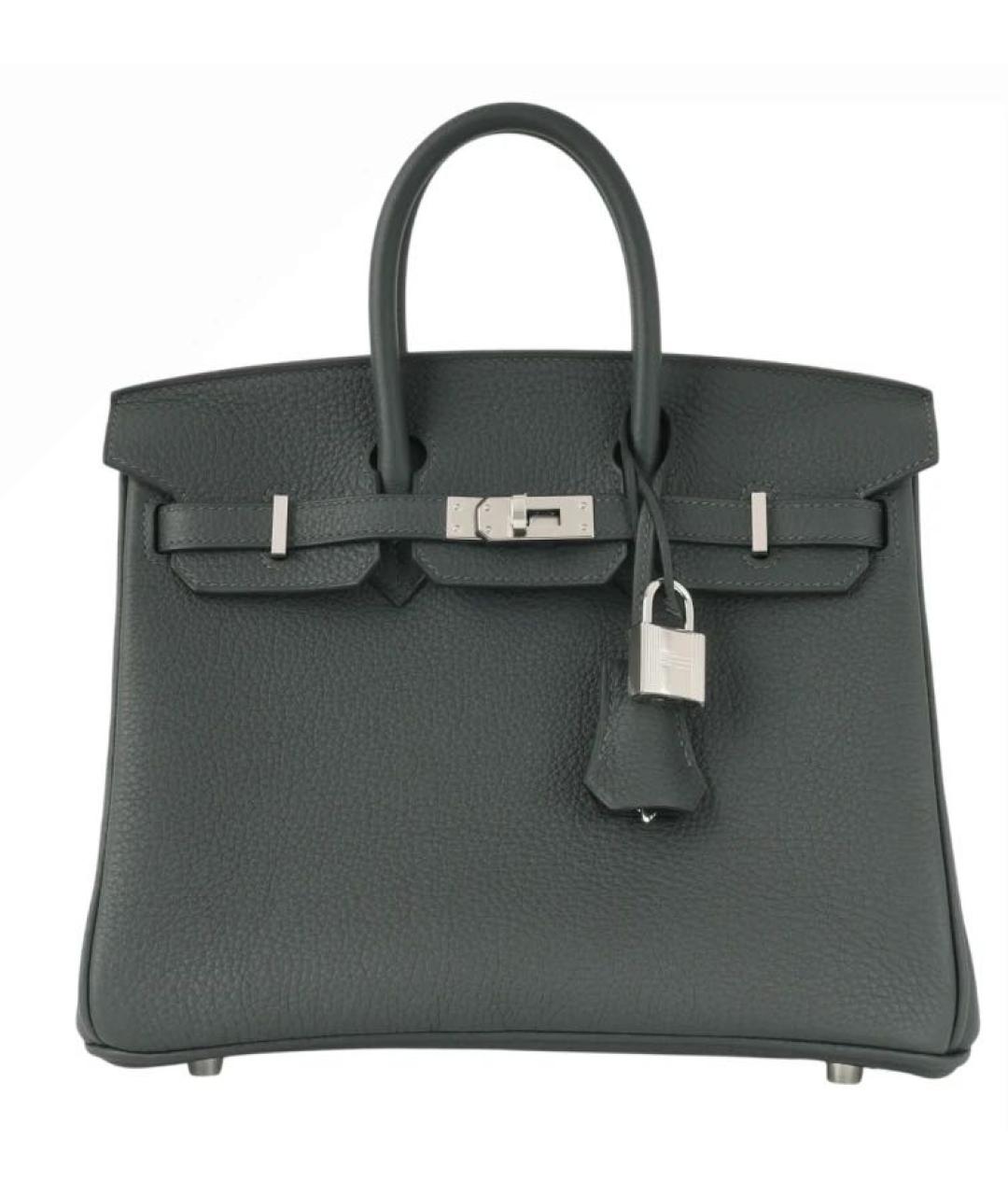 HERMES Антрацитовая кожаная сумка с короткими ручками, фото 1