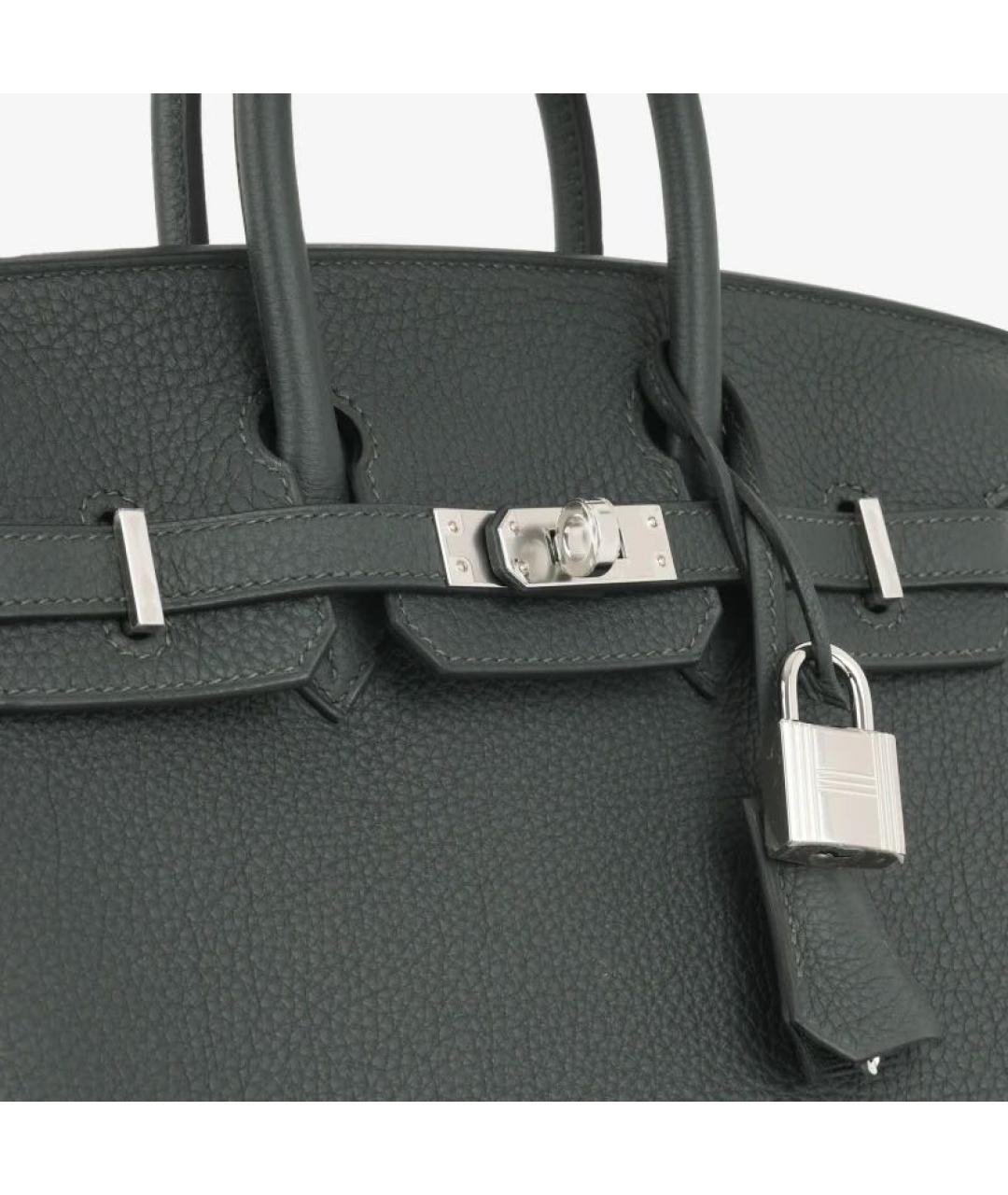 HERMES Антрацитовая кожаная сумка с короткими ручками, фото 2