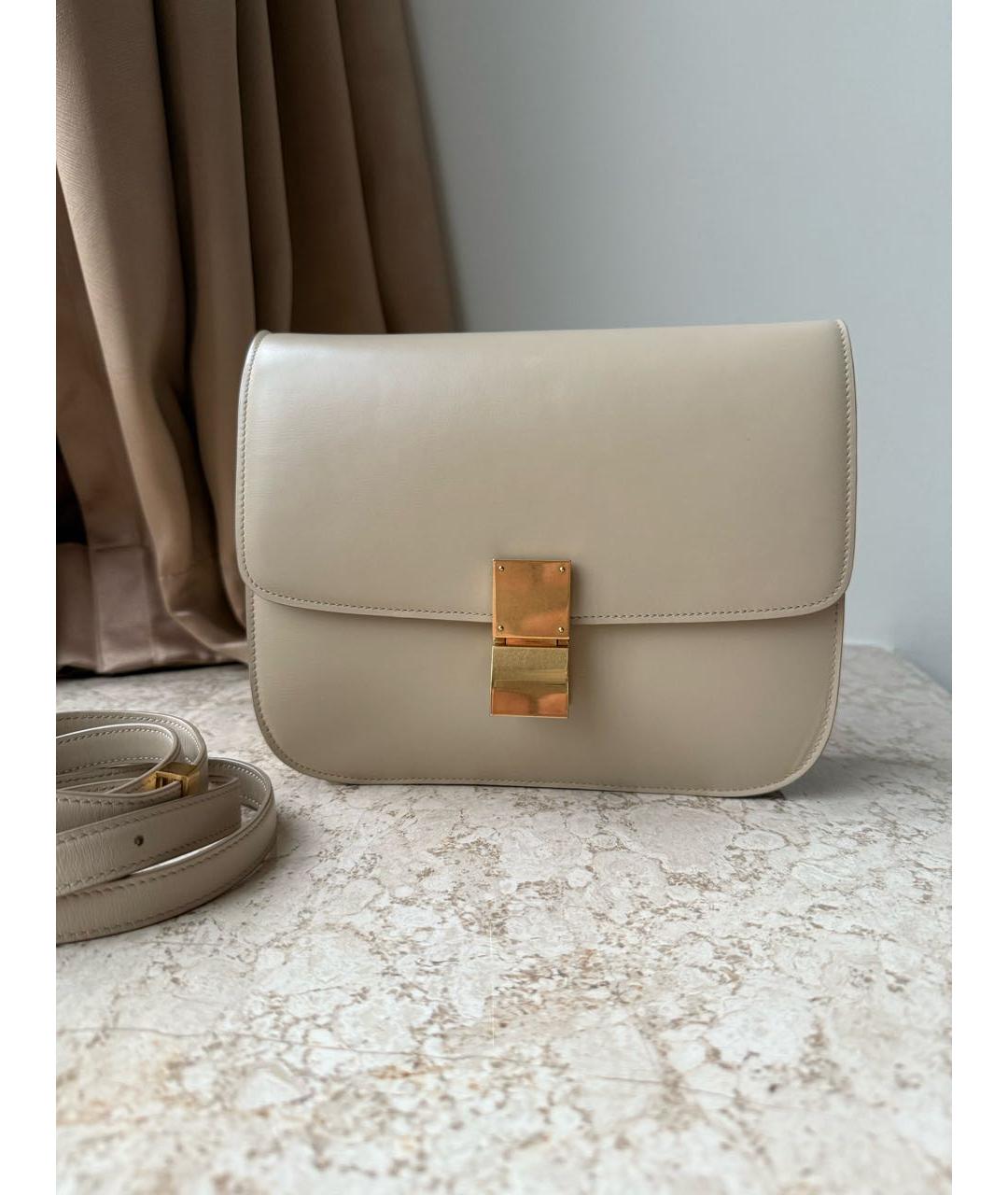 CELINE Бежевая кожаная сумка через плечо, фото 2