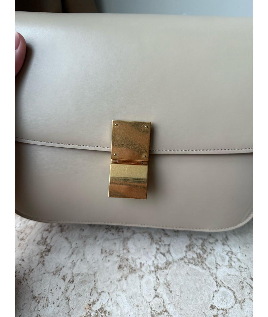 CELINE Бежевая кожаная сумка через плечо, фото 7