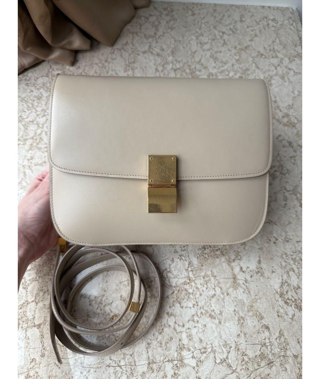 CELINE Бежевая кожаная сумка через плечо, фото 3