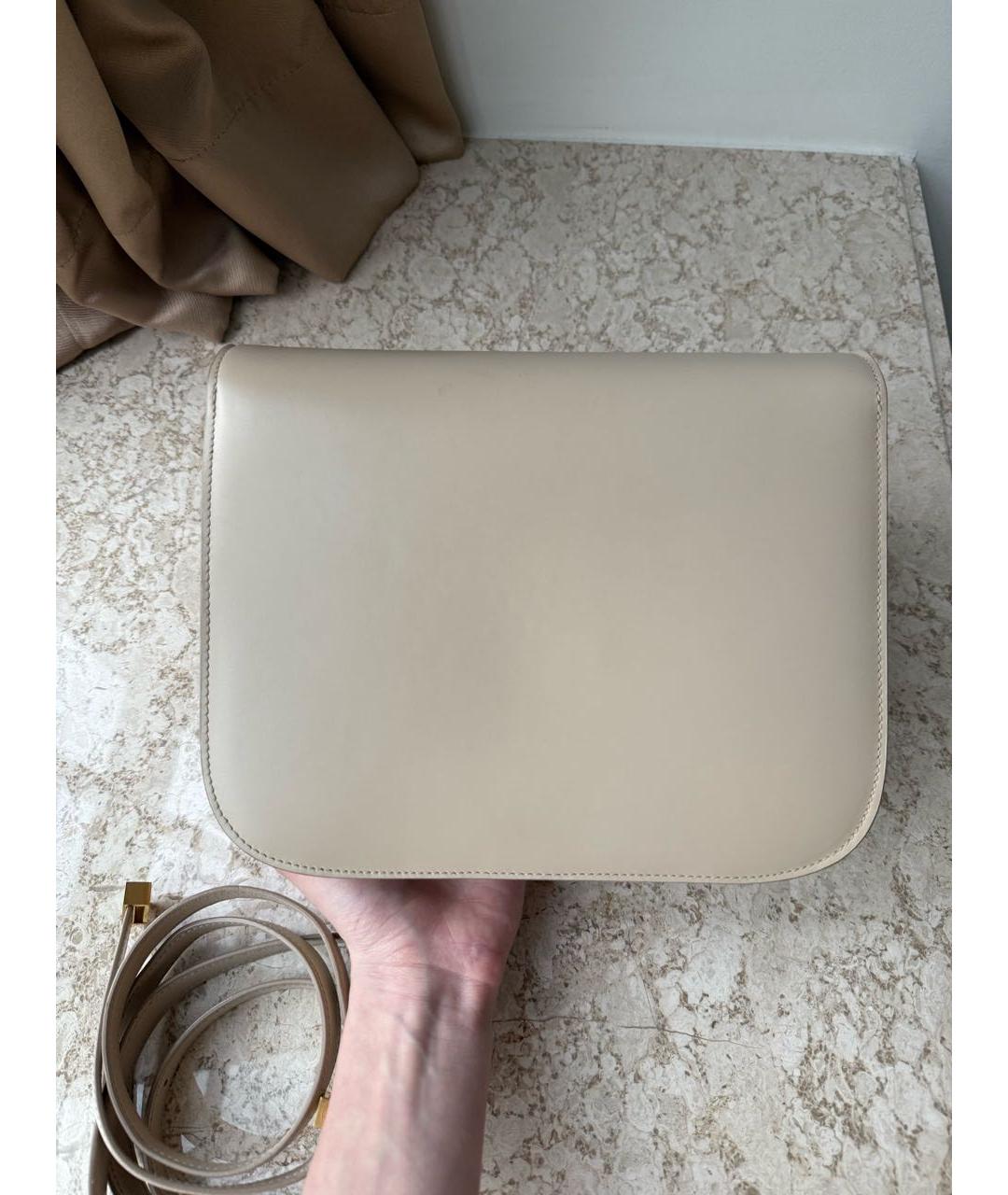 CELINE Бежевая кожаная сумка через плечо, фото 6