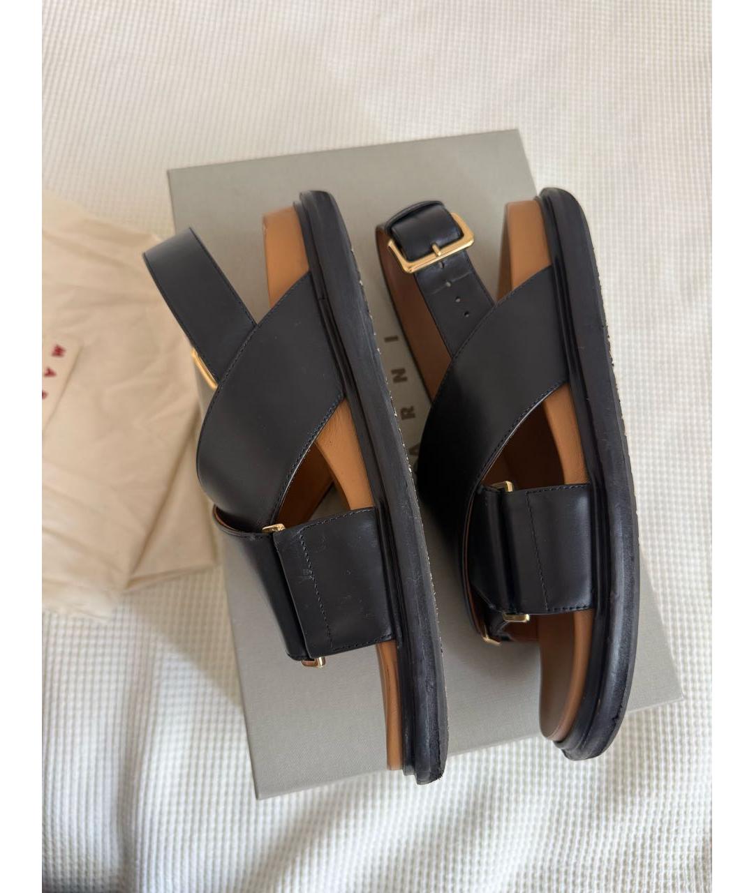 MARNI Черные кожаные сандалии, фото 6